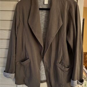 Matty M Dark Gray green olive green casual Blazer Jacket rolled sleeve